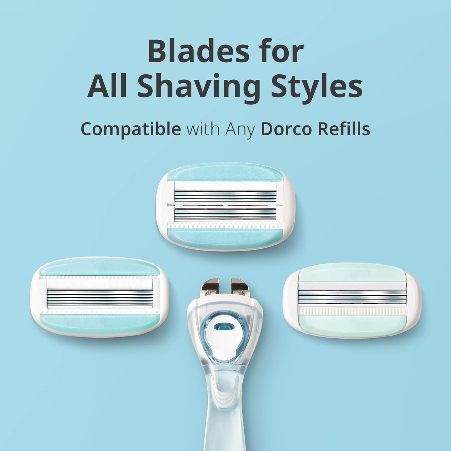 Dorco Eve 6 System Razor for Women - 6 Blades Shaving System, 2 Heads, 1 Handle - Image 4
