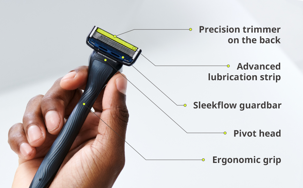 Dorco Pace 5 Pro System Razor for Men - Shaving System with Trimmer, 2 Heads, 1 Handle - Image 5