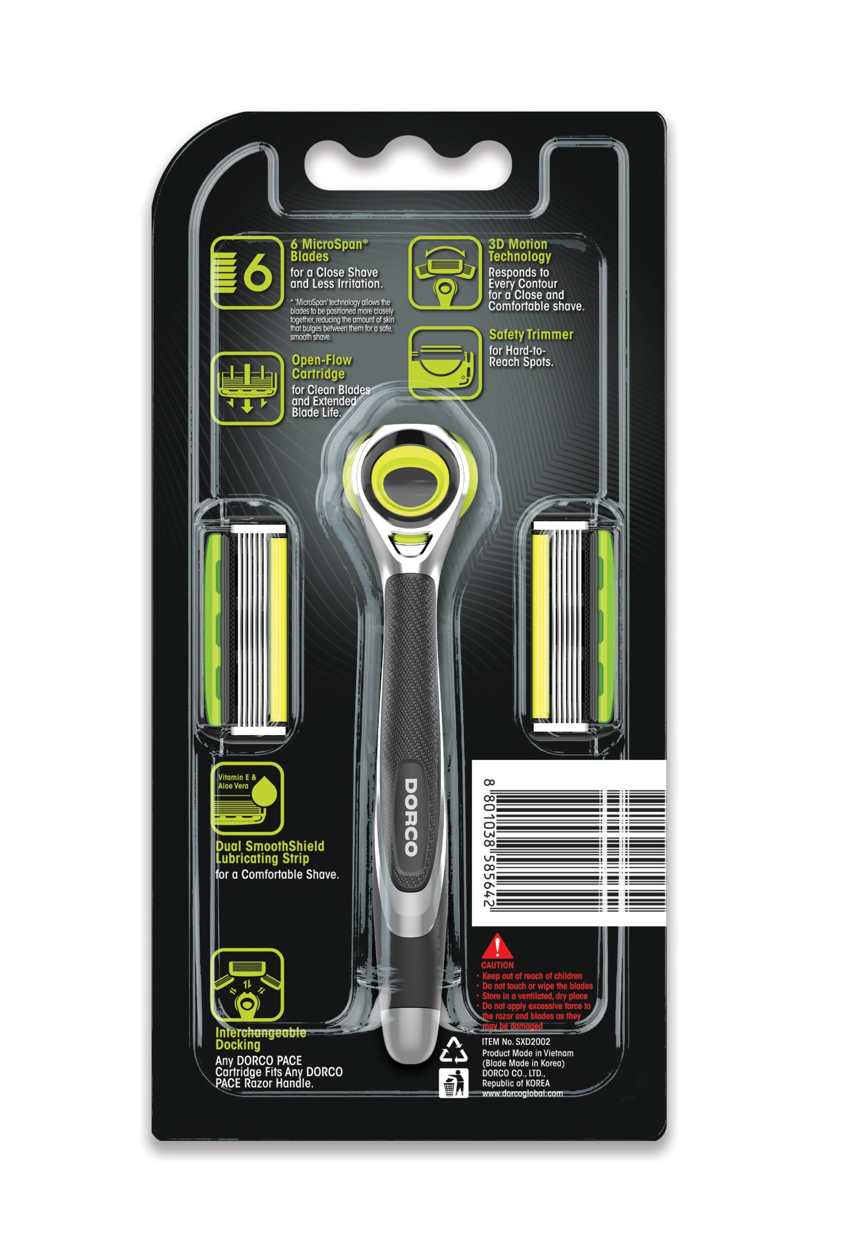 Dorco Pace 6 Pro System Razor for Men - 6-Blade Shaving System, 2 Heads, 1 Handle - Image 2