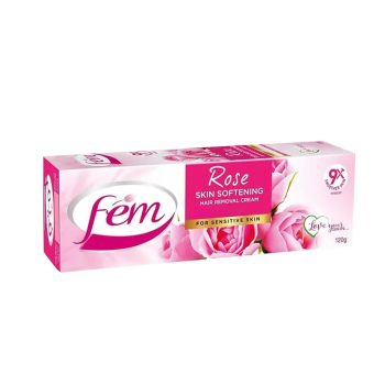 FEM Hair Removal Cream with Rose 120g with pH Balancing Skin Care Lotion for Softening Skin Painless Hair Removal