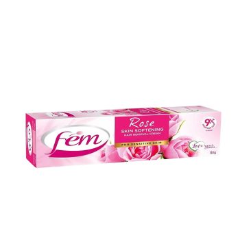 FEM Hair Removal Cream with Rose 50g with pH Balancing Skin Care Lotion for Softening Skin Painless Hair Removal